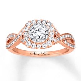 Previously Owned Neil Lane Engagement Ring 7/8 ct tw Round-cut Diamonds 14K Two-Tone Gold - Size 5.25
