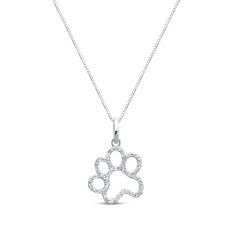 Main Image 1 of Previously Owned Round-cut Diamond Dog Paw Necklace 1/15 ct tw Sterling Silver