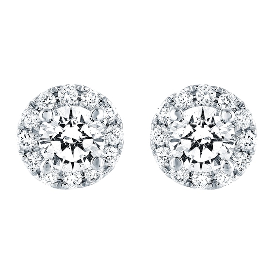 Previously Owned THE LEO Diamond Earrings 7/8 ct tw Round-cut 14K White Gold