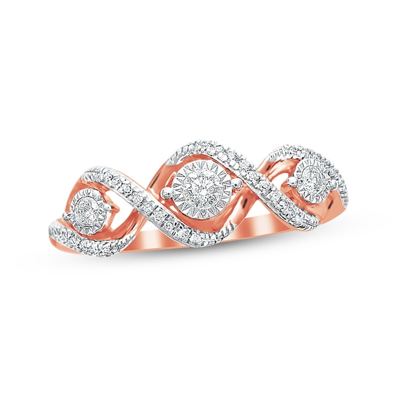 Previously Owned Three-Stone Diamond Ring 1/5 ct tw Round-cut 10K Rose Gold