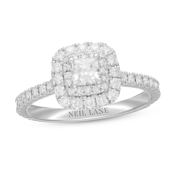 Previously Owned Neil Lane Diamond Engagement Ring 7/8 ct tw Princess/Round 14K White Gold