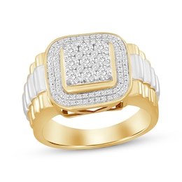 Previously Owned Men's Diamond Fashion Ring 1/4 ct tw Round-cut 10K Two-Tone Gold