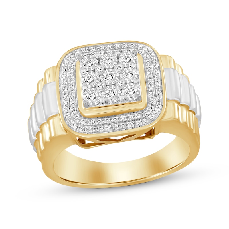 Main Image 1 of Previously Owned Men's Diamond Fashion Ring 1/4 ct tw Round-cut 10K Two-Tone Gold