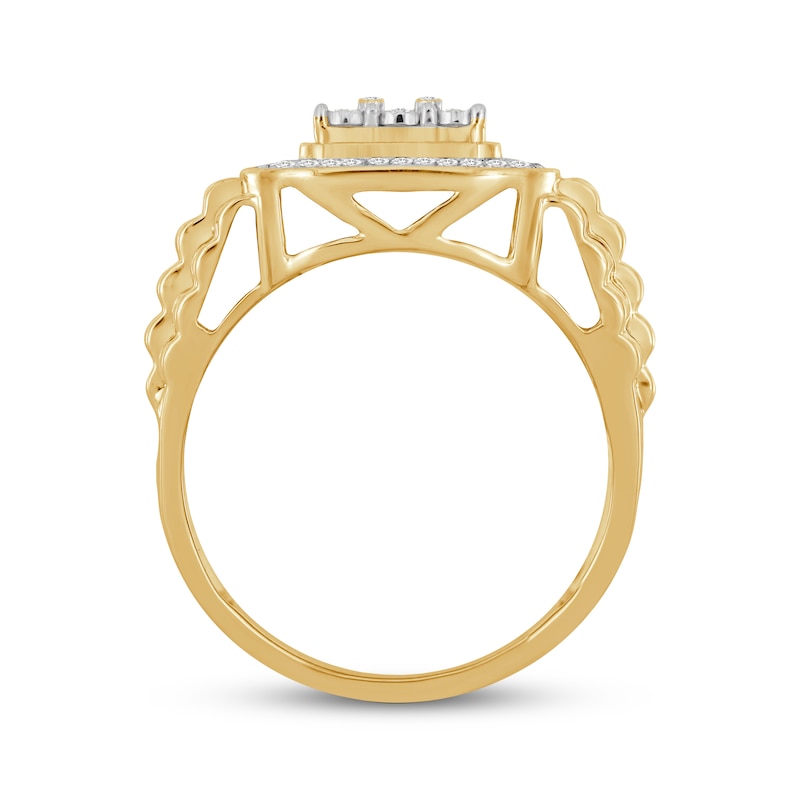Main Image 3 of Previously Owned Men's Diamond Fashion Ring 1/4 ct tw Round-cut 10K Two-Tone Gold