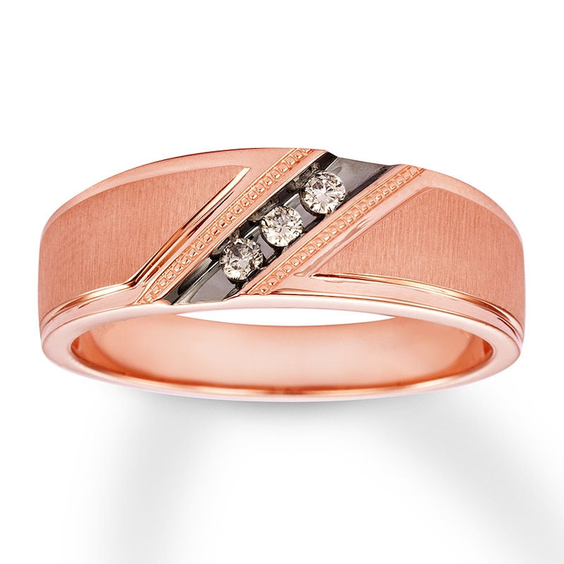 Main Image 1 of Previously Owned Men's Wedding Band 1/10 ct tw Diamonds 10K Rose Gold