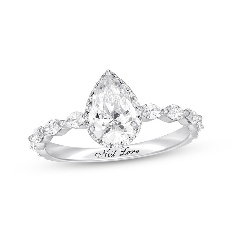 Main Image 1 of Previously Owned Neil Lane Premiere Diamond Engagement Ring 1-1/2 ct tw Pear, Marquise & Round 14K White Gold