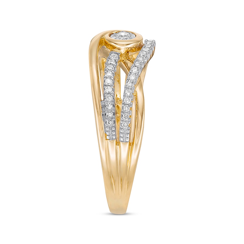 Main Image 2 of Previously Owned Interwoven Diamond Ring 1/5 ct tw Round-cut 10K Yellow Gold