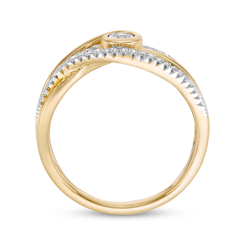 Main Image 3 of Previously Owned Interwoven Diamond Ring 1/5 ct tw Round-cut 10K Yellow Gold