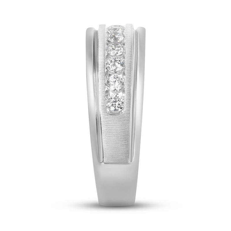 Main Image 2 of Previously Owned Men's Diamond Wedding Band 1 ct tw Round-cut 10K White Gold