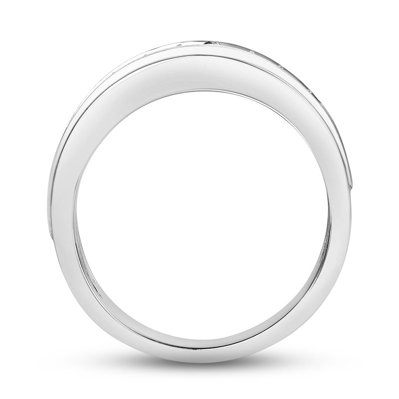 Main Image 3 of Previously Owned Men's Diamond Wedding Band 1 ct tw Round-cut 10K White Gold