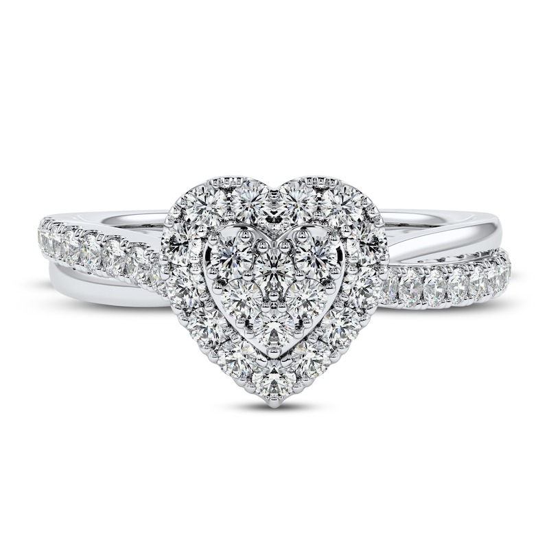 Main Image 3 of Previously Owned Diamond Heart Ring 1/3 ct tw Round-cut 10K White Gold