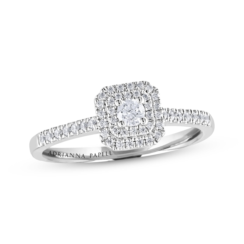 Main Image 1 of Previously Owned Adrianna Papell Diamond Engagement Ring 1/4 ct tw Round-cut 14K White Gold