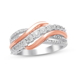 Previously Owned Diamond Ring 1/5 ct tw Round-cut Sterling Silver/10K Rose Gold