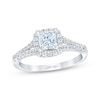 Thumbnail Image 1 of Previously Owned THE LEO First Light Diamond Engagement Ring 3/4 ct tw Princess & Round-cut 14K White Gold