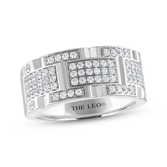 Previously Owned THE LEO Diamond Men's Wedding Band 3/4 ct tw Round-cut 14K White Gold