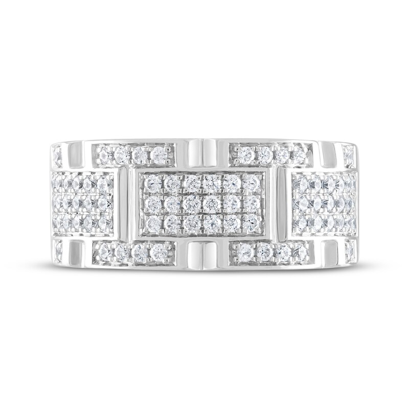 Main Image 3 of Previously Owned THE LEO Diamond Men's Wedding Band 3/4 ct tw Round-cut 14K White Gold