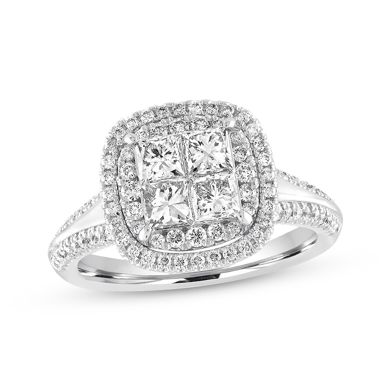 Main Image 1 of Previously Owned Diamond Engagement Ring 1-1/2 ct tw Princess & Round 14K White Gold - Size 9.5
