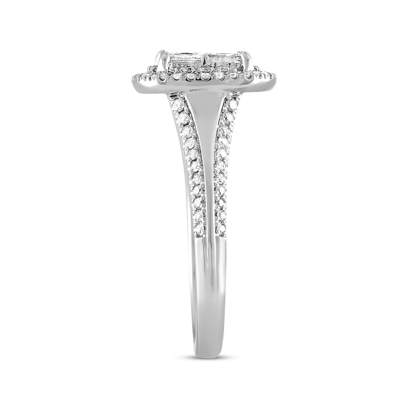Main Image 2 of Previously Owned Diamond Engagement Ring 1-1/2 ct tw Princess & Round 14K White Gold - Size 9.5