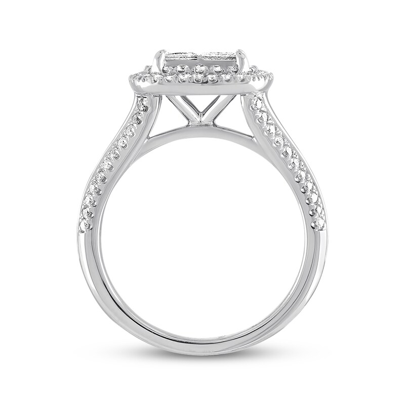 Main Image 3 of Previously Owned Diamond Engagement Ring 1-1/2 ct tw Princess & Round 14K White Gold - Size 9.5