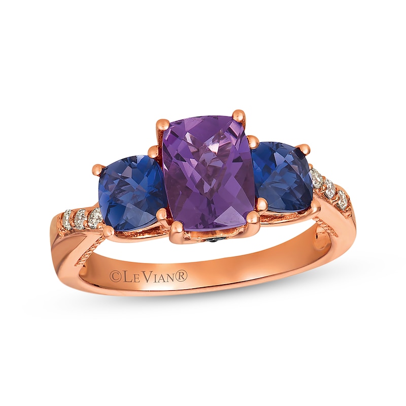 Main Image 1 of Previously Owned Le Vian Amethyst & Iolite Ring 1/10 ct tw Diamonds 14K Strawberry Gold