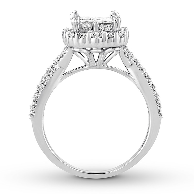 Main Image 2 of Previously Owned Multi-Stone Princess Diamond Engagement Ring 1-1/2 ct tw 14K White Gold