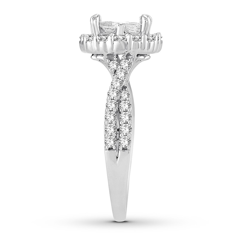 Main Image 3 of Previously Owned Multi-Stone Princess Diamond Engagement Ring 1-1/2 ct tw 14K White Gold