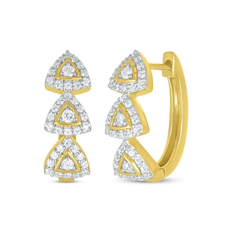 Previously Owned Diamond Hoop Earrings 1/2 ct tw Round-cut 10K Yellow Gold