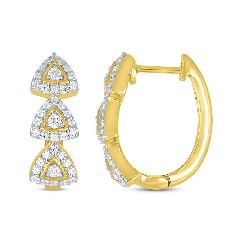 Previously Owned Diamond Hoop Earrings 1/2 ct tw Round-cut 10K Yellow Gold