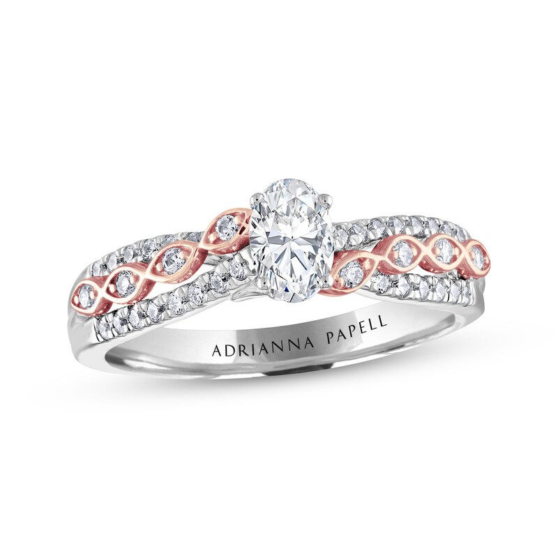 Main Image 1 of Previously Owned Adrianna Papell Diamond Engagement Ring 5/8 ct tw Oval & Round 14K Two-Tone Gold