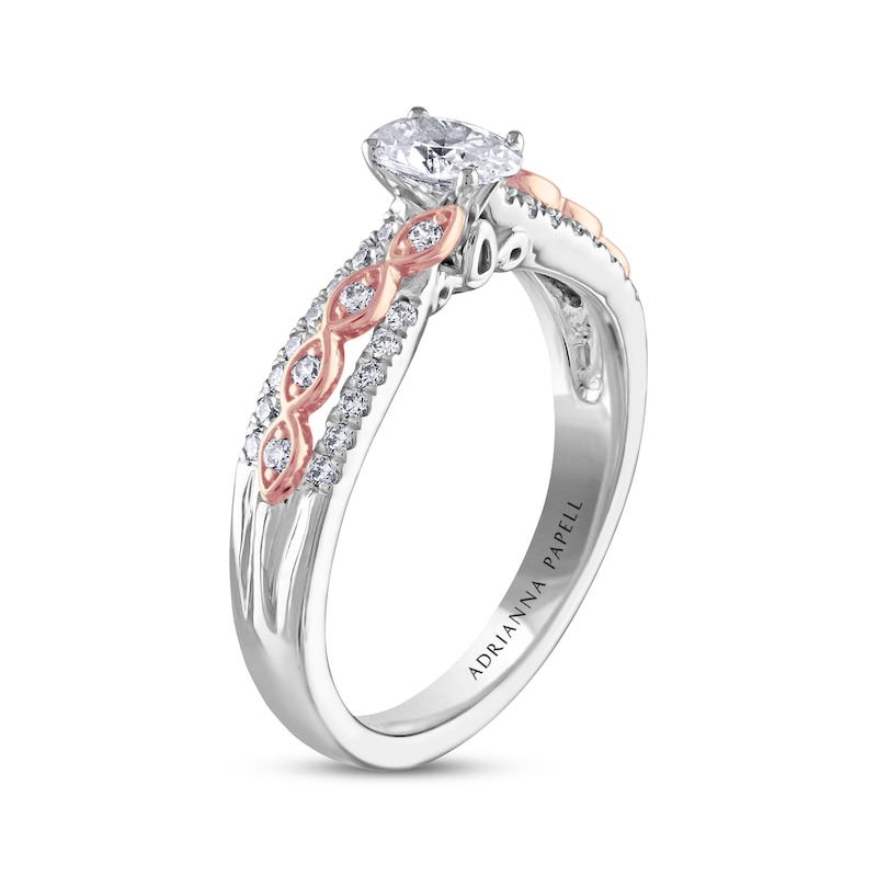 Main Image 2 of Previously Owned Adrianna Papell Diamond Engagement Ring 5/8 ct tw Oval & Round 14K Two-Tone Gold