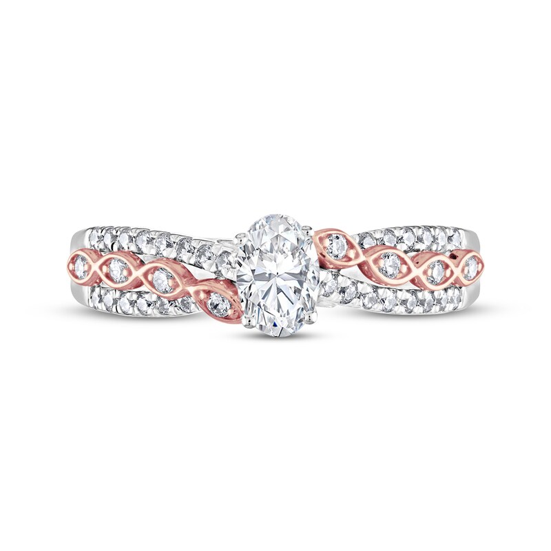 Main Image 3 of Previously Owned Adrianna Papell Diamond Engagement Ring 5/8 ct tw Oval & Round 14K Two-Tone Gold