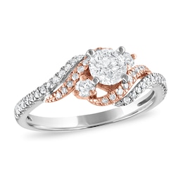 Previously Owned Diamond Engagement Ring 3/4 ct tw Round-cut 14K Two-Tone Gold