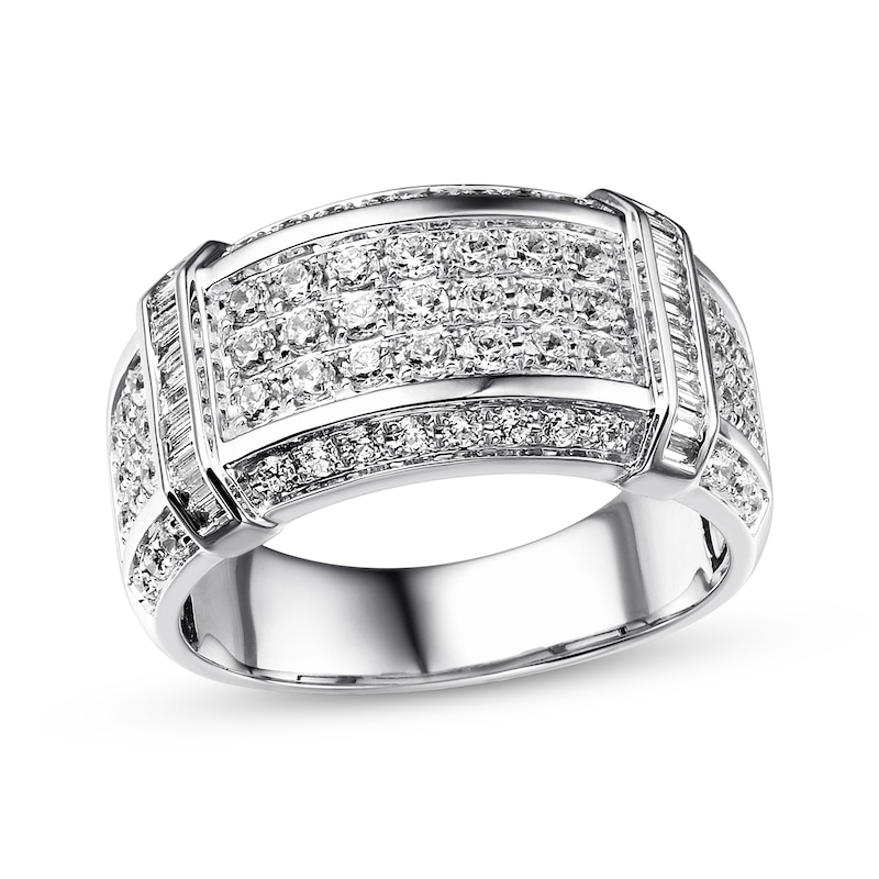 Main Image 1 of Previously Owned Men's Diamond Band 1-1/2 ct tw Round-cut 10K White Gold