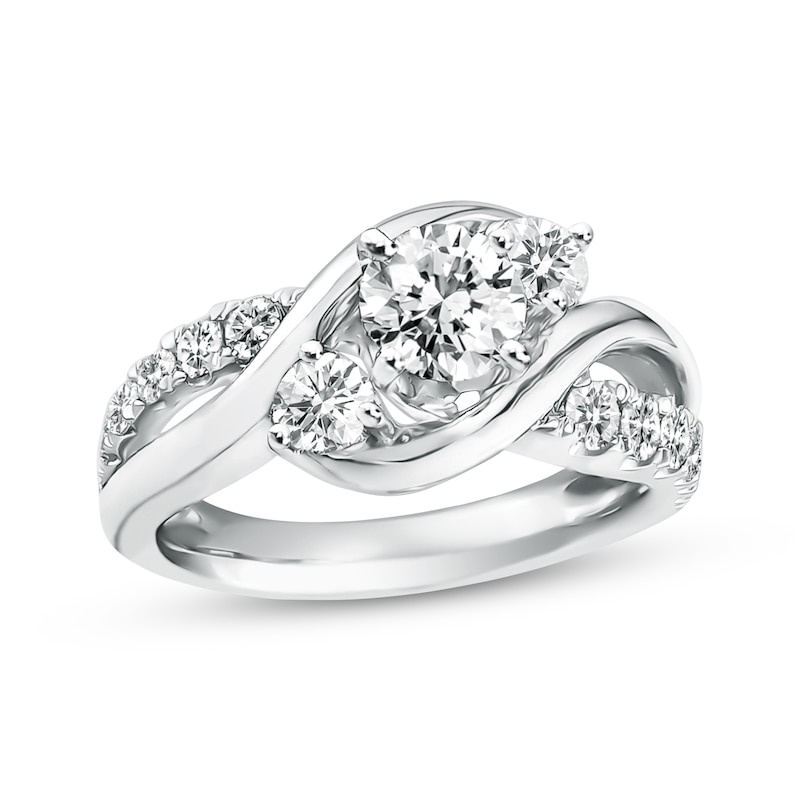 Main Image 1 of Previously Owned 3-Stone Diamond Engagement Ring 1 ct tw Round-cut 14K White Gold