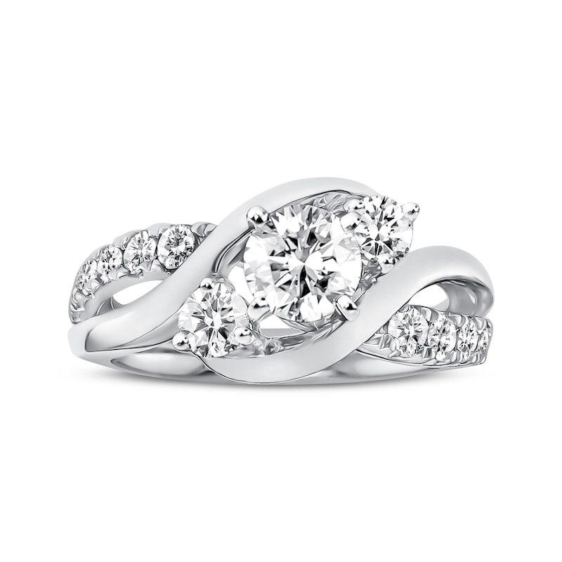 Main Image 4 of Previously Owned 3-Stone Diamond Engagement Ring 1 ct tw Round-cut 14K White Gold