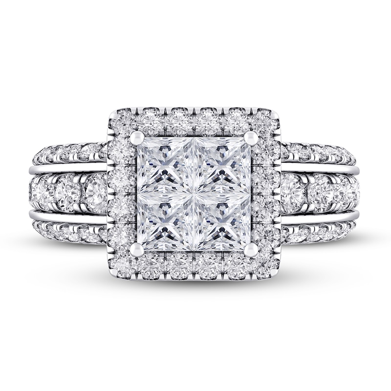 Main Image 3 of Previously Owned Diamond Engagement Ring 2 ct tw Princess/Round 14K White Gold