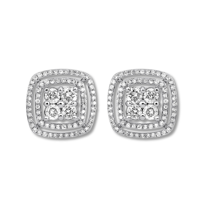 Main Image 2 of Previously Owned Diamond Earrings 1 ct tw Round-cut 10K White Gold