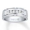 Thumbnail Image 1 of Previously Owned Men's THE LEO Diamond Wedding Band 3/8 ct tw Round-cut 14K White Gold