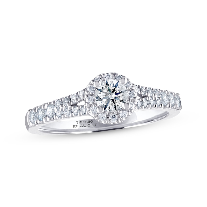 Previously Owned THE LEO Ideal Cut Diamond Engagement Ring 5/8 ct tw Round-cut 14K White Gold