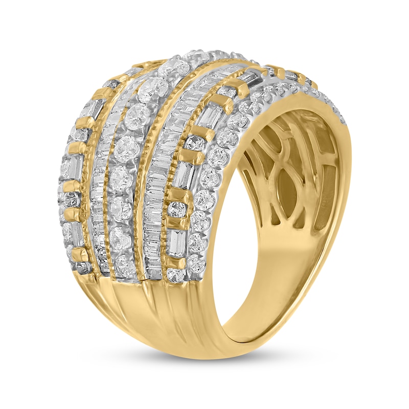 Main Image 2 of Previously Owned Diamond Ring 2 ct tw Round/Baguette-cut 14K Yellow Gold