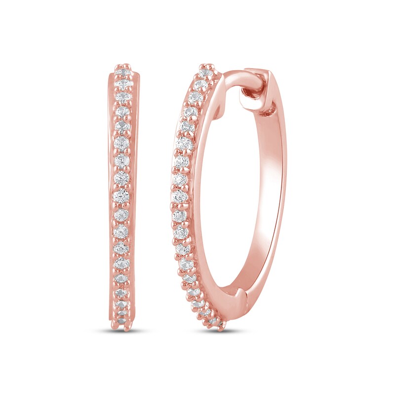 Main Image 1 of Previously Owned Round-cut Diamond Hoop Earrings 1/10 ct tw 10K Rose Gold