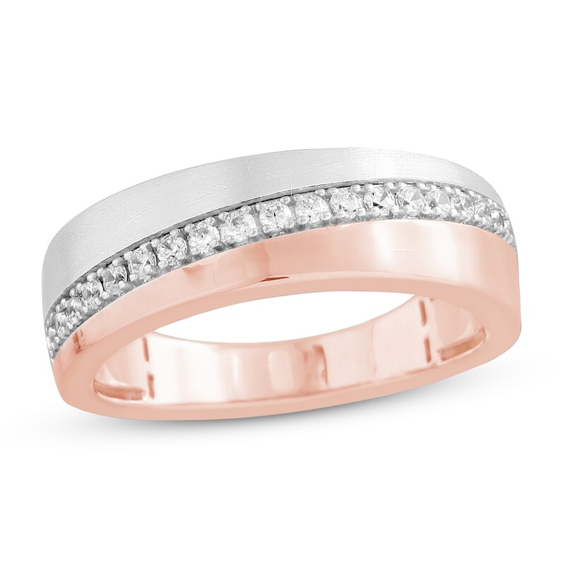 Main Image 1 of Previously Owned Men's Diamond Wedding Band 1/3 ct tw Round-cut 10K Two-Tone Gold