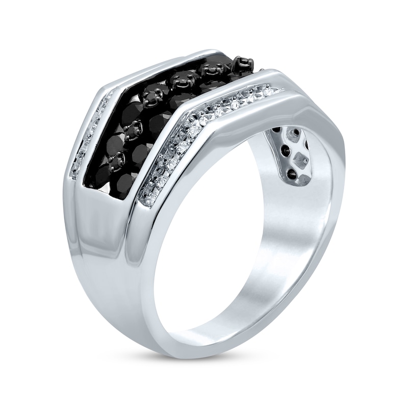 Previously Owned Men's Black & White Diamond Ring 2 ct tw Round-cut 10K White Gold