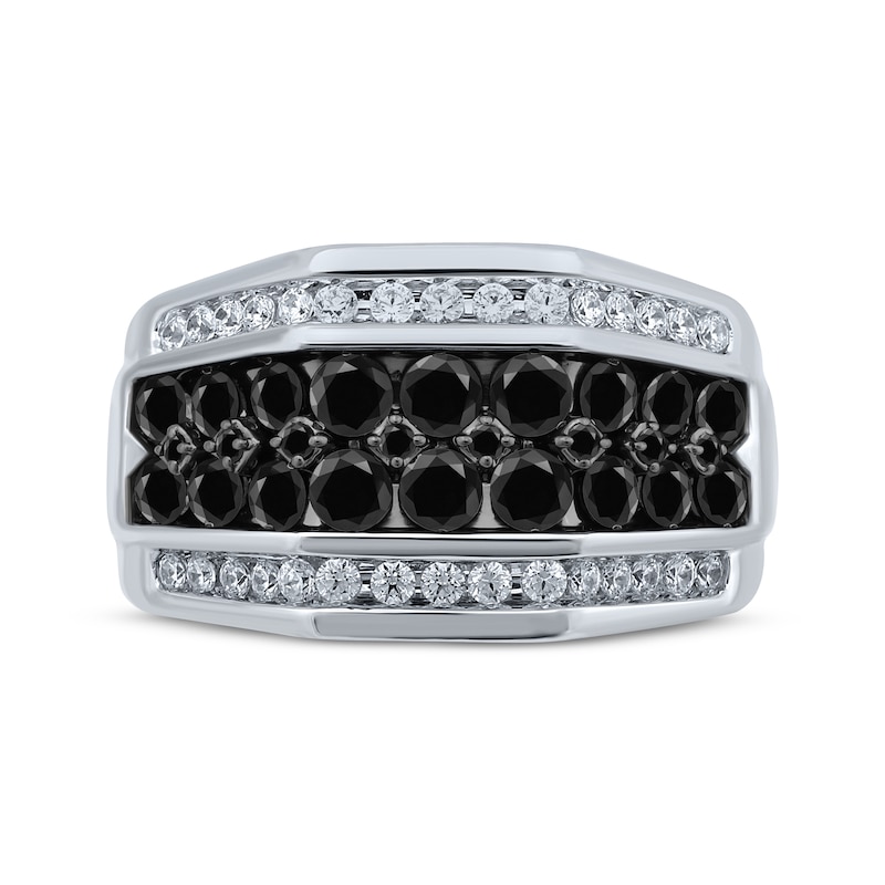 Previously Owned Men's Black & White Diamond Ring 2 ct tw Round-cut 10K White Gold