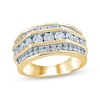 Thumbnail Image 1 of Previously Owned Men's Three-Row Diamond Ring 2 ct tw Round-cut 10K Yellow Gold