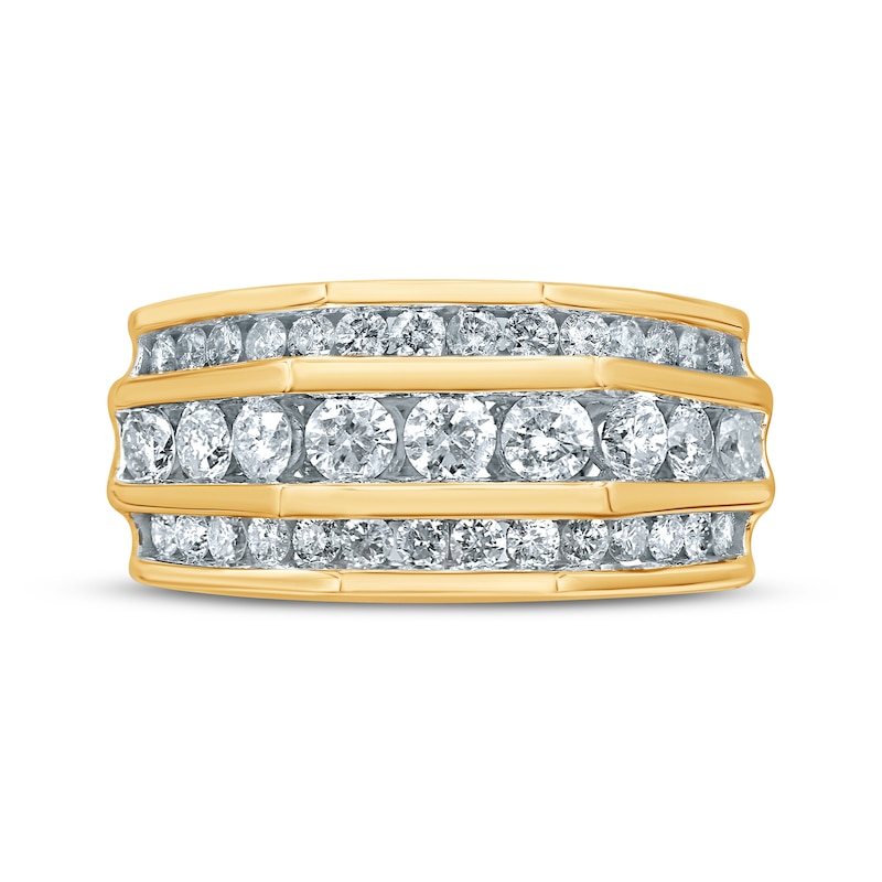 Main Image 3 of Previously Owned Men's Three-Row Diamond Ring 2 ct tw Round-cut 10K Yellow Gold