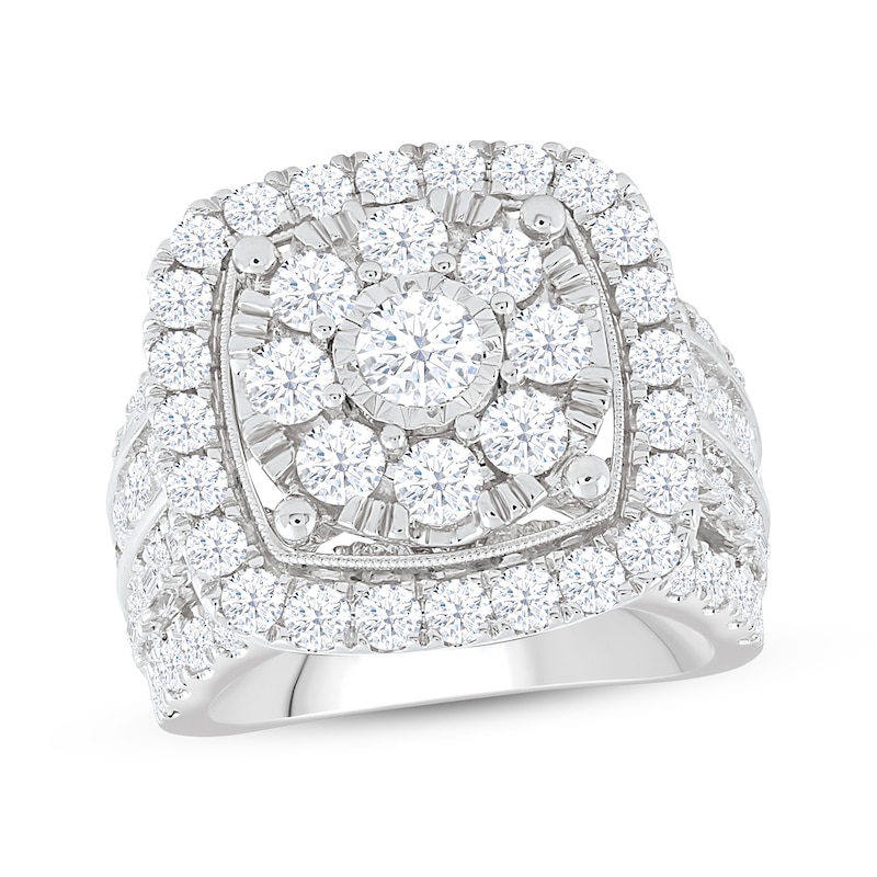 Previously Owned Multi-Diamond Engagement Ring 4 ct tw Round & Baguette-cut 10K White Gold