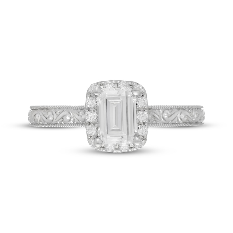 Main Image 3 of Previously Owned Neil Lane Diamond Engagement Ring 1 ct tw Emerald & Round-cut 14K White Gold