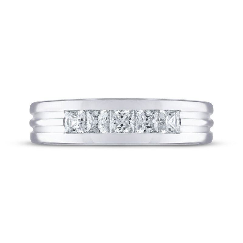 Previously Owned Men's THE LEO Diamond Wedding Band 1 ct tw Square-cut 14K White Gold