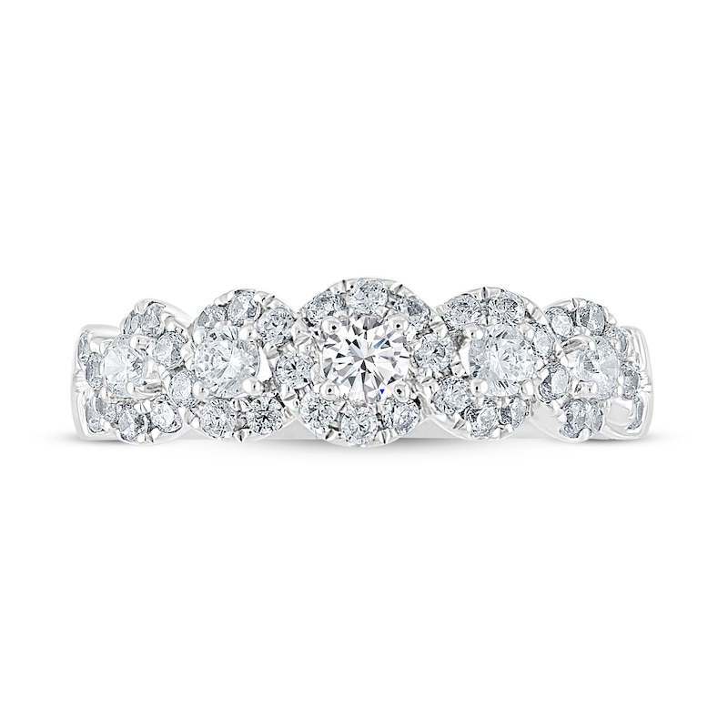 Main Image 3 of Previously Owned THE LEO Diamond Anniversary Ring 3/4 ct tw Round-cut 14K White Gold